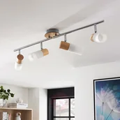 Lampy sufitowe - Lampenwelt COM 4-punktowa lampa sufitowa LED Krzysztof, drewno - miniaturka - grafika 1