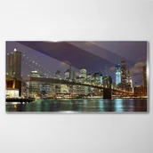 Obrazy i zdjęcia - PL Coloray Obraz Szklany Miasto rzeka most światła 100x50cm - miniaturka - grafika 1