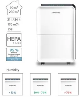 Trotec Osuszacz i oczyszczacz powietrza TTK 99 HEPA + Termohigrometr BZ05 - Osuszacze powietrza - miniaturka - grafika 4