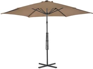 vidaXL Parasol ogrodowy na słupku stalowym, 300 cm, kolor taupe - Parasole ogrodowe - miniaturka - grafika 4