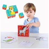 Klocki - Tooky Toy TOOKY TOY Układanka Bloki Kostki Sześciany Puzzle Zwierzęta wzorniki TL690 - miniaturka - grafika 1