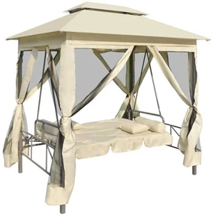 Elior Producent: Altanka ogrodowa Marja z hu$161tawk$162 ecru vidaxl_43239 - Huśtawki - miniaturka - grafika 3
