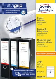 Avery Zweckform Białe etykiety na segregatory Etykiety na grzbiet, szerokie, krótkie 100 szt. Zweckform L6061-100 - Etykiety do drukarek Avery Zweckform Białe etykiety na segregatory Etykiety na grzbiet, szerokie, krótkie 100 szt. Zweckform L6061-100 - Etykiety do drukarek - miniaturka - grafika 2