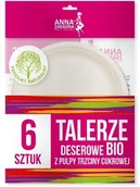 Naczynia i sztućce jednorazowe - Anna Zaradna talerze deserowe Bio Pulpa Trzcinowa 6 sztuk - miniaturka - grafika 1