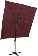 Parasole ogrodowe - vidaXL 4-poziomowy parasol na aluminiowym słupku, bordowy, 250x250 cm 313824 - miniaturka - grafika 1