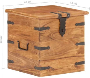 vidaXL Skrzynia, 40x40x40 cm, lite drewno akacjowe - Inne meble do salonu - miniaturka - grafika 8