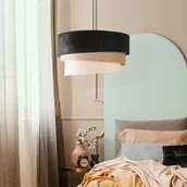 Lampy sufitowe - Euluna Lampa wisząca Devon czarna/beżowa/ecru/złota 45cm - miniaturka - grafika 1