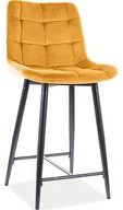 Taborety i hokery - Signal Półhoker welurowy CHIC H-2 VELVET Curry Czarny  CHICH2VCCU - miniaturka - grafika 1