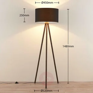 Lampenwelt com Tekstylna lampa stojąca Majken ciemnoszara/czerń - Lampy stojące - miniaturka - grafika 3