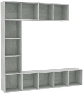 vidaXL 3-cz. regał na książki/półka pod TV, kolor betonu 180x30x180 cm - Meblościanki - miniaturka - grafika 2