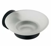 Mydelniczki i dozowniki mydła - Aqualine Mydelniczka 10,8x5,2x12 cm szkło mleczne/ czarna SAMBA SH/SB202 - miniaturka - grafika 1