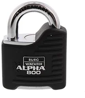 Kłódki - Burg Wächter Alpha 800 65 SB bardzo twarda kłódka, grubość pałąka 11 mm, ochrona przed wierceniem lub obcięciem, 2 kluczyki Alpha 800 65 SB - miniaturka - grafika 1