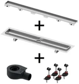 Odpływy liniowe - Tece Tece Drainline Zestaw Odpływ liniowy 80 cm z rusztem do wklejenia płytek nóżkami i syfonem 600800+600872+660004+650000 odbiór osobisty Kraków Warszawa 600800+600872+660004+650000 - miniaturka - grafika 1