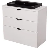 Szafki łazienkowe - Biała szafka łazienkowa z czarną umywalką 80/3 cm Liv Victa VIC-B-U80/39/3-72 + LivC - miniaturka - grafika 1