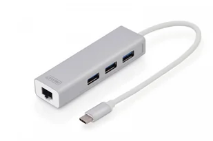 Digitus 3-Port Hub USB 3.0 Typ C z Gigabit Ethernet, 3 X USB A, 1 X RJ45 LAN, obsługa Windows/Mac OS/Chrome OS, srebrny DA-70255 - Huby USB - miniaturka - grafika 3