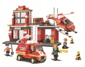 Klocki - Remiza Straż Pożarna Sluban Samochód Helikopter - miniaturka - grafika 1