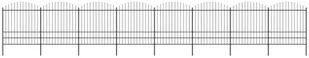 vidaxl Panele ogrodzeniowe z grotami, stal, (1,75-2) x 13,6 m, czarne - Ogrodzenia - miniaturka - grafika 2