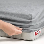 Prześcieradła - Karo Grube prześcieradło frotte z gumką 180x200 200g/m2 Karo (Szare) KAROPF180200KAR.GREY - miniaturka - grafika 1