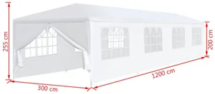 vidaXL Namiot ogrodowy, 3 x 12 x 2,55 m, biały - Pawilony ogrodowe - miniaturka - grafika 9