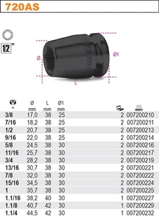 Beta NASADKA 1/2" UDAROWA 15/16" 720AS/15/16 - Klucze i nasadki - miniaturka - grafika 2