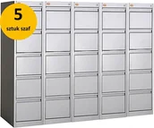Szafy biurowe - Kart-Map 5 szaf kartotekowych KOP/5-1 B5 RAL 7035 z 5 szufladami 1-rzędowymi KOP/5-1 5 sztuk - miniaturka - grafika 1