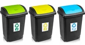 Kosze na śmieci - Plast Team Kosz Segregacji Odpadów Pojemnik 3x25L - miniaturka - grafika 1