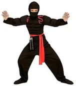Stroje karnawałowe - WIDMANN Ninja kostium dla chłopców, 158, czarny - miniaturka - grafika 1