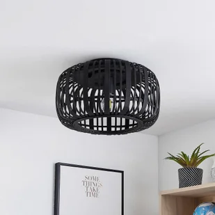 Lindby Canyana lampa sufitowa z rattanu, czarna - Lampy sufitowe - miniaturka - grafika 2