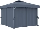Altany ogrodowe - vidaXL Altana ogrodowa z zasłonami, 3 x 3 m, antracytowa - miniaturka - grafika 1