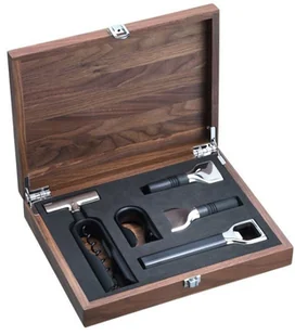 WMF Baric Sommelier zestaw do wina, 5-częściowy w orzech włoski drewnianym pudełku, korkociąg, nóż do folii, korek do butelek, wina ze sztukatorskie, otwieracz do butelek, czarna 662866040 - Pojemniki na przyprawy - miniaturka - grafika 4