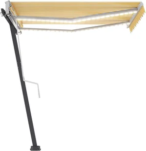 VidaXL Lumarko Ręcznie zwijana markiza z LED, 300 x 250 cm, żółto-biała  3069703 VidaXL - Markizy - miniaturka - grafika 3