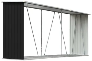 vidaXL Wiata na drewno, stal galwanizowana, 330x84x152 cm, antracytowa - Garaże i wiaty - miniaturka - grafika 2