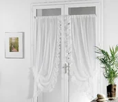 Zasłony - Linder 0110/10/501 Bonne Femme zasłona do karniszy, jednokolorowa, woal, przepuszczająca światło, biała, 2 sztuki 0110 /10/501/95 x 150 - miniaturka - grafika 1