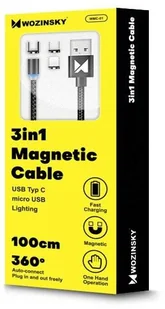 Wozinsky Magnetyczny kabel przewód USB / micro USB / USB Typ C / Lightning 1m z diodą LED czarny WMC-01 - Kable USB - miniaturka - grafika 12