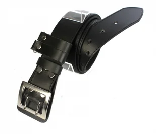 PolskaGalanteria.pl Pasek Męski Skórzany Oficer PolskaGalanteria Skóra Licowa CZARNY SZYTY CIENKĄ CZARNĄ NITKĄ 85 cm / 105 cm - Paski - miniaturka - grafika 3