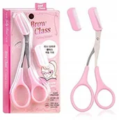 Akcesoria i kosmetyki do stylizacji brwi - Trymer nożyczki brzytwa do brwi z grzebykiem 1szt - miniaturka - grafika 1