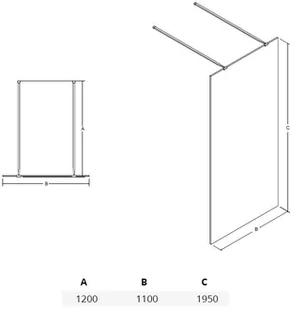 Besco PMD Besco Aveo Due Black Kabina prysznicowa Walk-In 140x195 cm profile czarne szkło przezroczyste ADB-140-195C (ADB140195C) - Ścianki i drzwi prysznicowe - miniaturka - grafika 5