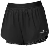 Spodnie sportowe damskie - RONHILL RONHILL Spodenki biegowe damskie LIFE TWIN SHORT black mono ripple - miniaturka - grafika 1
