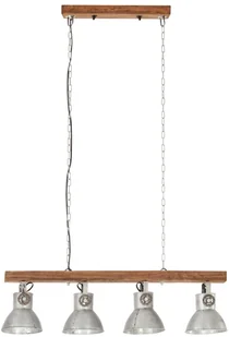 vidaXL Industrialna lampa sufitowa, srebrna, E27, drewno mango 320521 - Lampy sufitowe - miniaturka - grafika 4