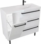 Szafki łazienkowe - Furni Szafka Umywalkowa Stojąca w stylu Loft ATHOS 90 cm K P - Uchwyt Czarny Mat ATH UM ST 90 K P UC - miniaturka - grafika 1