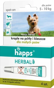 Bros Krople przeciw pchłom i kleszczom dla psów małych 5-10 kg Happs Herbal (4 sztuki) - Suplementy i witaminy dla psów - miniaturka - grafika 4