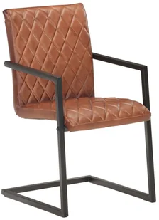 vidaXL Krzesła stołowe, wspornikowe, 2 szt., brązowe, skóra naturalna - Krzesła - miniaturka - grafika 2