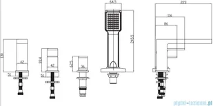 Omnires Baretti bateria wannowa 4-otworowa kompletna czarny mat BA7832BL | - Baterie wannowe i prysznicowe - miniaturka - grafika 2