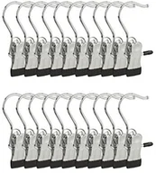 Wieszaki do szafy - Relaxdays buty Clip obrotowy, buty-elementowym zestawie zawieszenie, gumowany spinacze do prania, HBT: 10, 5 x 5 x 2 cm, żelazo, srebrna/czarna, 2 x 5 x 10.5 cm, 20-jednostek 10021832 - miniaturka - grafika 1