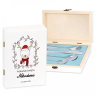 Sztućce dla dzieci - Murrano Zestaw Sztućców Dla Dzieci W Drewnianym Etui Nadruk Renifer SZT-ANIMALS_DRW-UV-035 - miniaturka - grafika 1