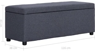 vidaXL Ławka ze schowkiem, 116 cm, ciemnoszara, poliester vidaXL - Ławki do przedpokoju - miniaturka - grafika 9
