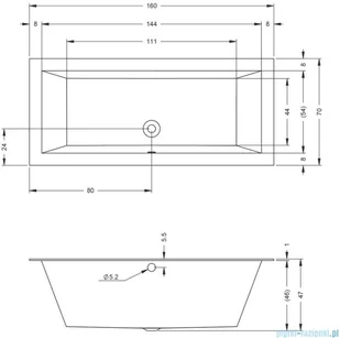Riho Riho Lugo 160x70cm wanna prostokątna z hydromasażem Pneumatic S2 lewa + nogi + syfon BT07-PNES2-L - Wanny z hydromasażem - miniaturka - grafika 2