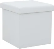 Pufy i podnóżki - vidaXL Składany stołek ze schowkiem, ekoskóra, 38x38x38 cm, biały vidaXL - miniaturka - grafika 1