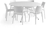Stoły i stoliki do biura - AJ Produkty Zestaw mebli VARIOUS + RIO, 1 stół i 6 białych krzeseł - miniaturka - grafika 1