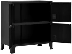 vidaXL vidaXL Szafka na dokumenty z 4 drzwiczkami, czarna, 75x40x80 cm, stal - Szafy biurowe - miniaturka - grafika 2